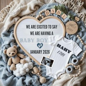 Boy Pregnancy Announcement Digital, Baby Announcement, Blue Gender Reveal, Custom Maternity Announcement, Social Media Reveal, Baby Boy