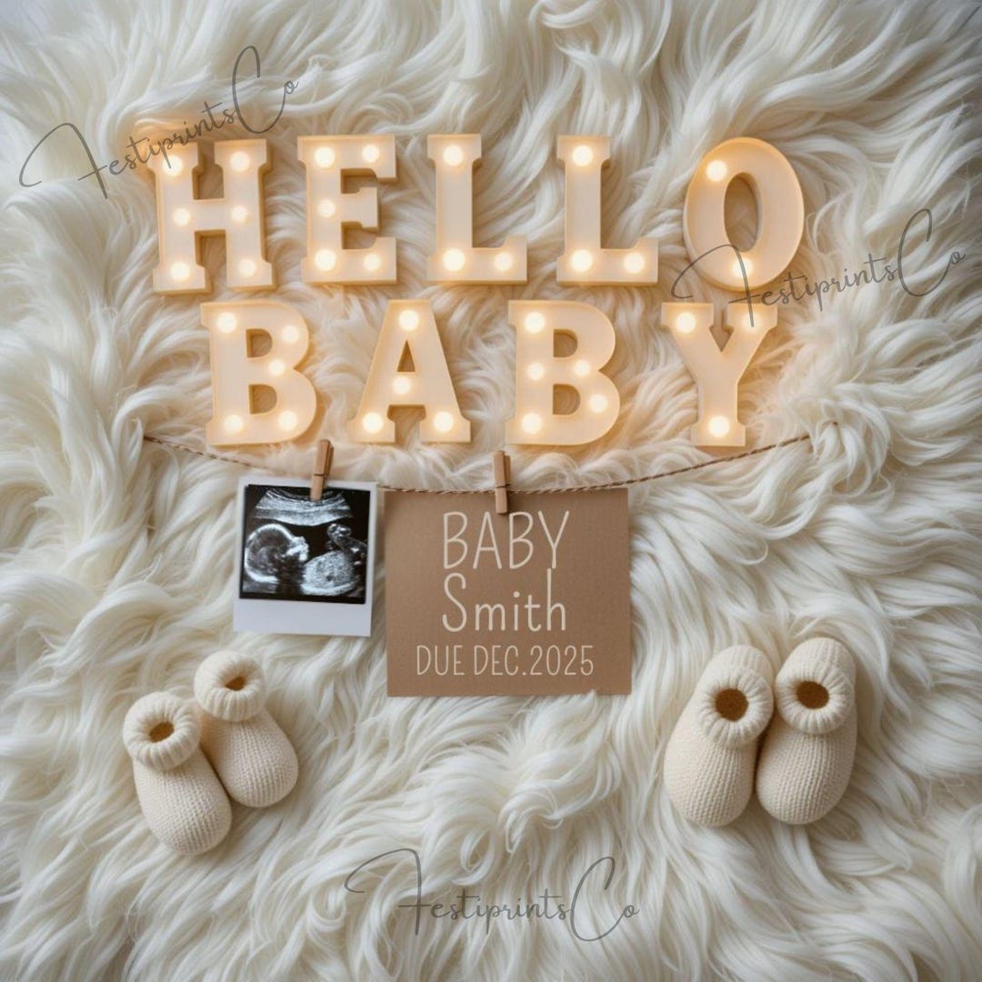 Hello Neonate Hello Baby Pregnancy Announcement Digital – Gender Neutral Baby Reveal ...