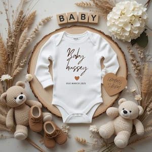 Digital Pregnancy Announcement Template, Neutral Boho Gender Reveal, Minimalist Baby Announcement for Social Media, Custom Due Date