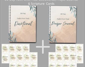Faith Over Fear Devotional Kit | 30-Day Bible Study + Prayer Journal + Scripture Cards