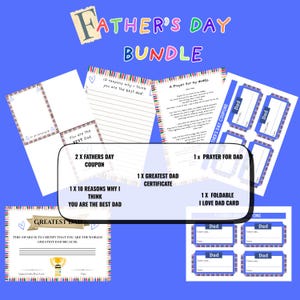 Paquete imprimible para el Día del Padre para niños / Tarjetas editables, cupones, oración, certificado e ideas de regalo / Regalo DIY de descarga instantánea para papá