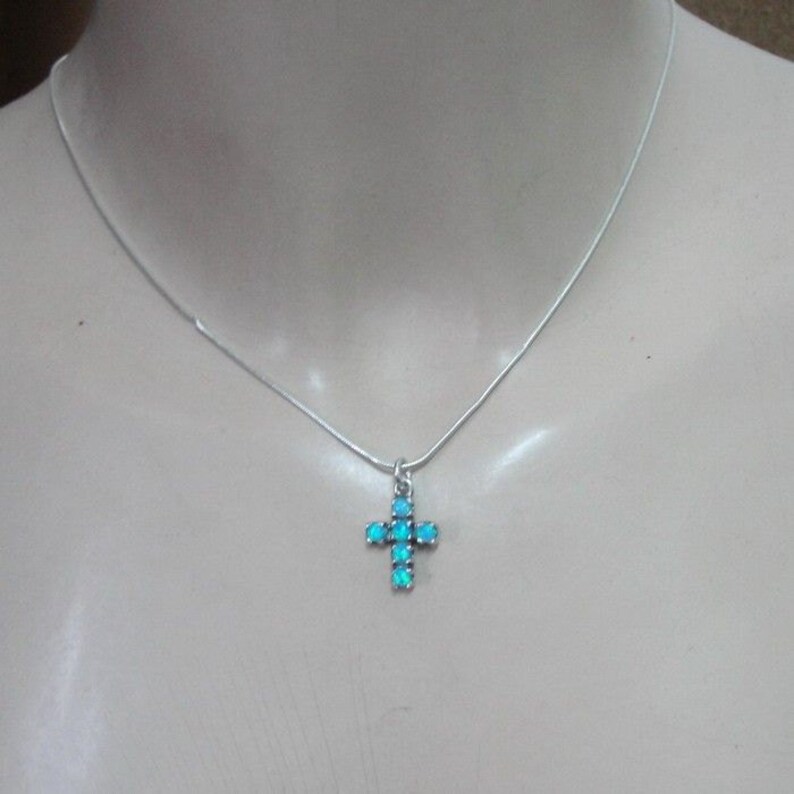 Opal 925 Silver Cross Blue Opal Israel Art Sterling Silver - Etsy