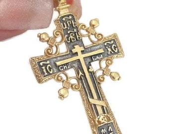 big cross silver and gold plated, from Jewela collection, antique cross, Huge Crucifix cross, Pendant  gift, 24k plated, Christmas ,(c p4001