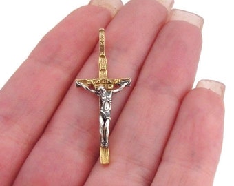 Amazing Sterling Silver & Gold Plated Cross by Holly Land, save and protect, religious jewelry, crucifix, Orthodox Church, Easter, Gift