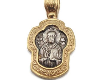 Jewela Antique Icon  Pendant 24k plated, blessing  , jerusalem blessing (4006