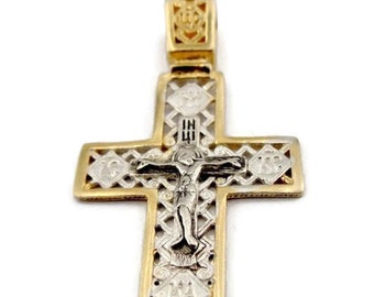 Cruz de Jerusalén, Cruz de Plata 925, Cruz de Oro, Israel, Colgante de Cruz de Filigrana con Baño de Oro de 24 K, Envío Gratis, Hombre, Navidad, Cumpleaños c403