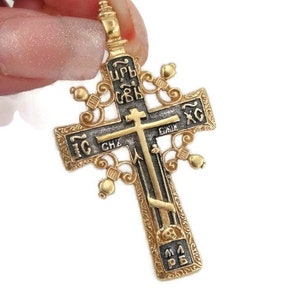 cross Magnificent Handcrafted Antique Gold Silver Huge Cross Pendant