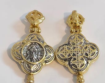 Medalla con medallón de cruz de oro y plata esterlina Jewela Vernicle San Nicolás cr 4003