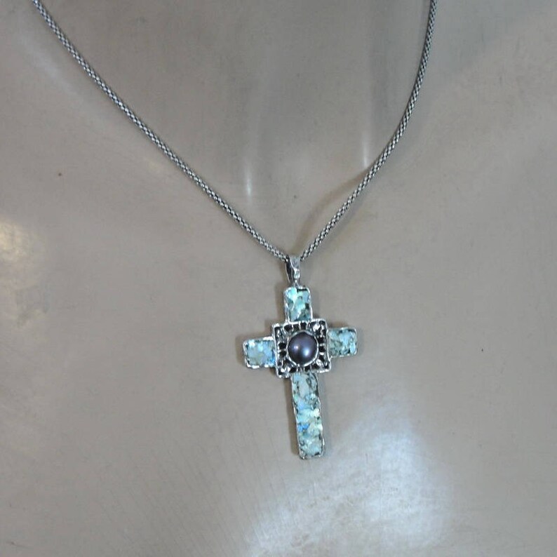 Hadar Jewelry Israel Antique Roman Glass Cross Pendant Etsy