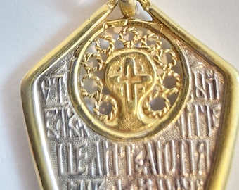 Religiöser Schmuck Der große Märtyrer Panteleimon Anhänger Sterling Silber & 24 Karat vergoldetes Östliche Russische Kirche kybernetische Medaillon (cr 4085)