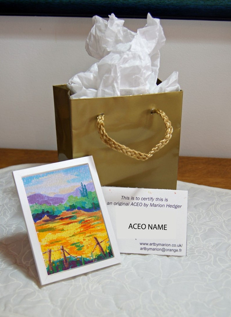 Original ACEO Landscape painting Gift Wrapped Framed image 0