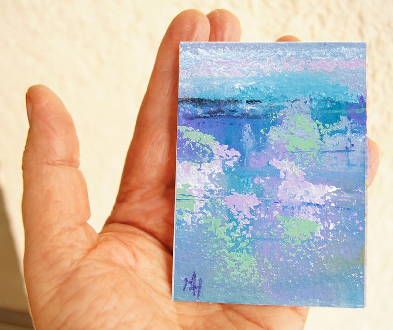 Original ACEO abstract painting  Miniature art trading card image 0