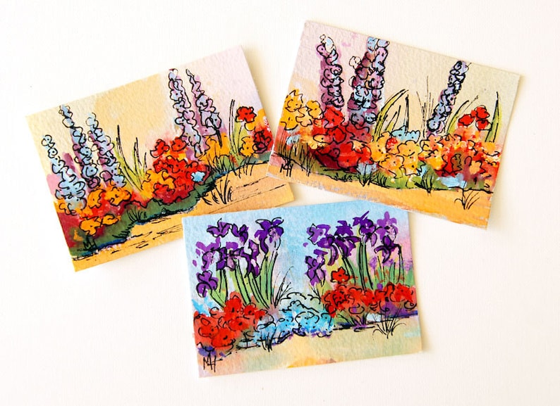 Original ACEO painting art trading card original ATC 2.5 Etsy