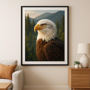Bald Eagle Wall Art Printable – Majestic Wildlife Nature Scene – 8K Digital Download | Eagle Poster for Home Decor