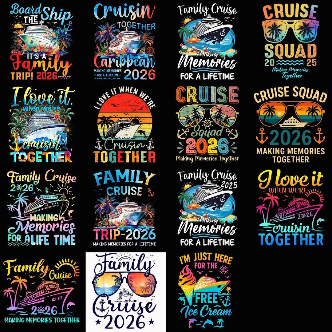 Family Cruise PNG Bundle 2025-2026, Cruise Squad Trip Designs, Making ...