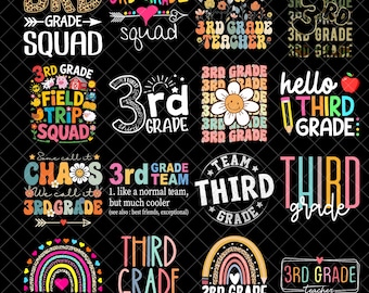 Third Grade Teacher Png Bundle, Back To School Png, 3rd grade Teacher Sublimation Png, First Day of School Png, Team Third Grade Png