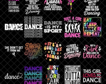 Dance Lover Png Bundle, Dance Team Png, Dance Clipart, Retro Dance Png, Dance Lover Shirt Png, Dance Quotes, Cut file for Cricut, Silhouette