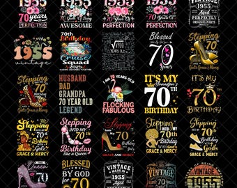 70th Birthday Png Bundle, Vintage 1955 Png, Vintage 1955 Png, 70th Birthday Png, 70th Birthday 1955 Shirt, 1955 Birthday Gift, Hello 70 png