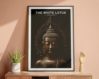 Biały Lotos Tajlandia Budda Plakat Cyfrowy
