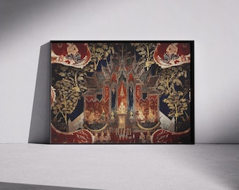 Biały Lotos Tajlandia – Wydruk artystyczny – Tradycyjna dekoracja ścienna świątyni (Plakat cyfrowy)