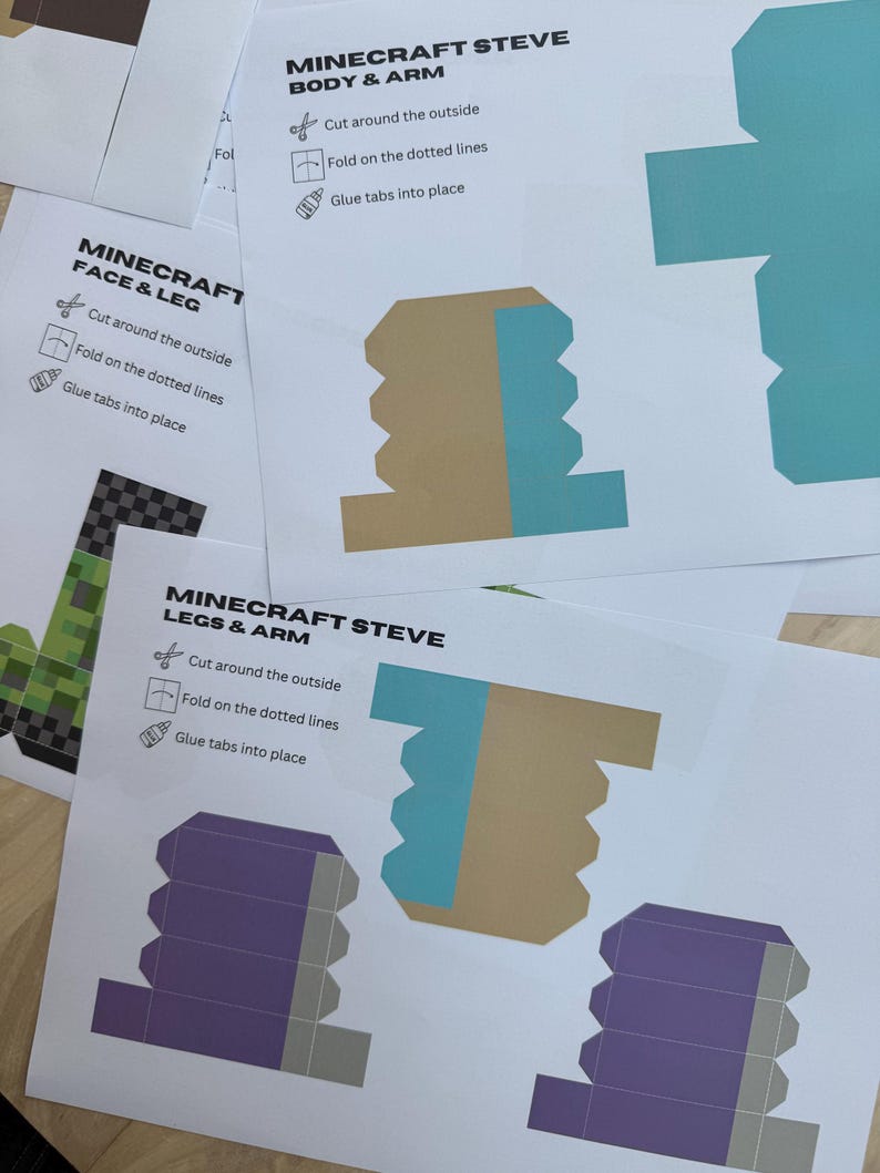 ALL Characters Garrett, Steve, Creeper & TNT Like Figurine, Cut and ...