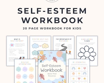 Cuaderno de trabajo para la autoestima infantil / Actividades para desarrollar la confianza y habilidades de afrontamiento / Cuaderno de trabajo de terapia imprimible para niños