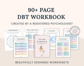 Cuaderno de trabajo de DBT / Recurso terapéutico para jóvenes / Terapia Dialéctica Conductual / Regulación emocional / Salud mental / Hojas de trabajo digitales