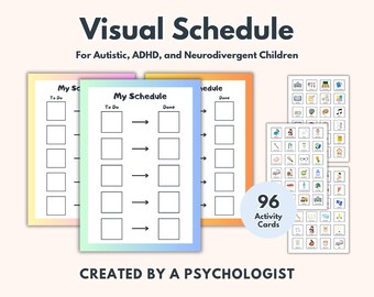 Horario visual para niños / Tabla de rutina diaria + Tarjetas de actividades / Material imprimible de apoyo para el autismo y el TDAH