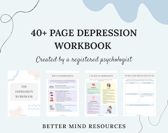 Cuaderno de ejercicios para la depresión / Recurso terapéutico para jóvenes / Trastorno depresivo / Salud mental / Hojas de trabajo digitales