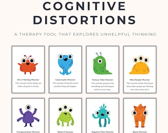 Trampas del pensamiento en la TCC para niños, distorsiones cognitivas, actividades para la ansiedad y la regulación emocional, recursos para orientadores escolares y terapia.
