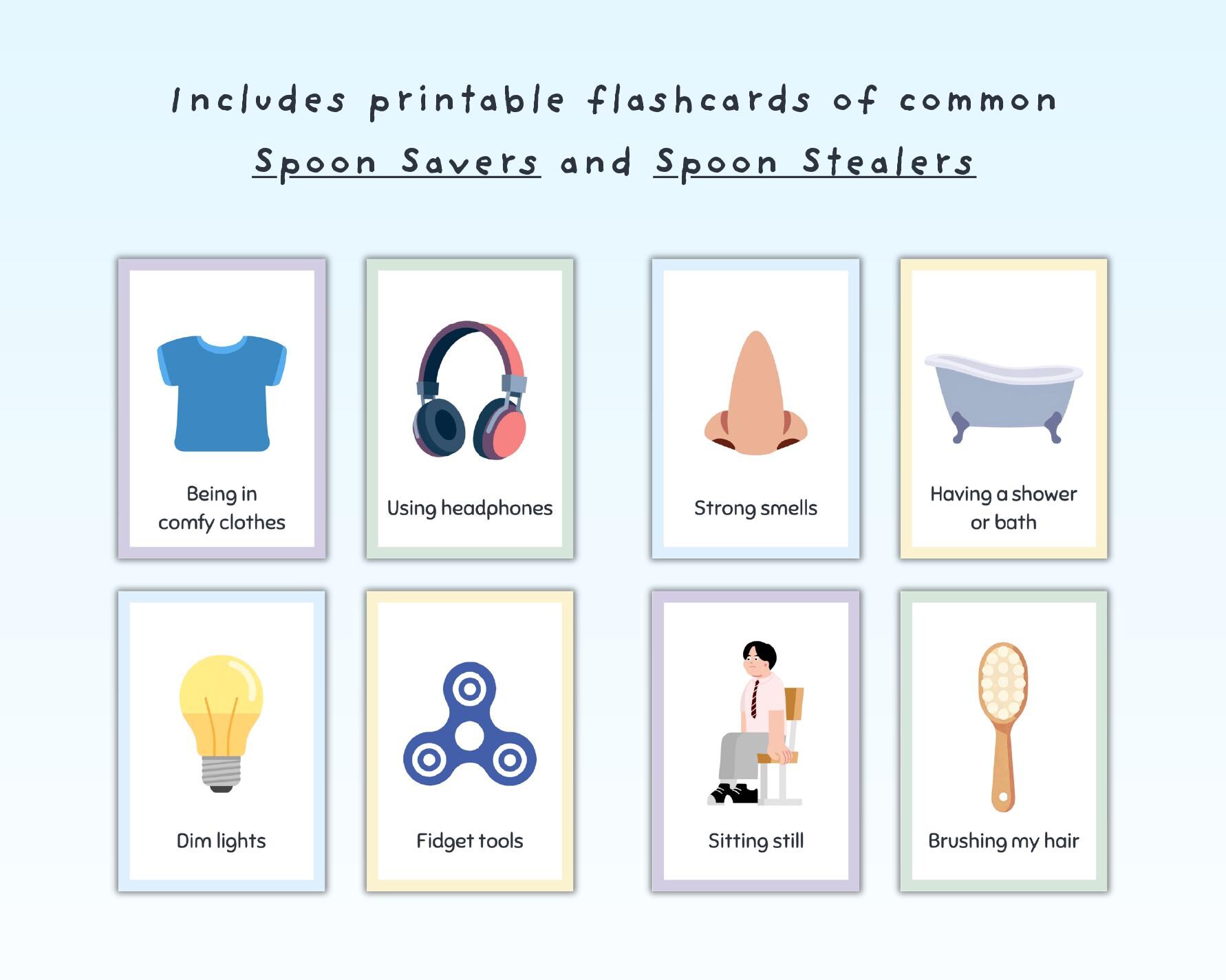Spoon Theory Workbook + Flashcards | Emotional Regulation for Kids and ...