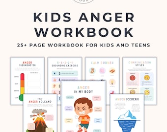 Cuaderno de trabajo para niños sobre el manejo de la ira / Actividades de regulación emocional / Hoja imprimible con técnicas de afrontamiento / Rincón de la calma y ejercicios de respiración