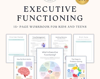 Cuaderno de ejercicios de funciones ejecutivas para niños / Apoyo para el TDAH / Actividades de concentración, planificación y regulación emocional