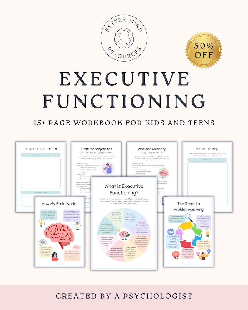 Executive Functioning Workbook for Kids | ADHD Support | Focus ...
