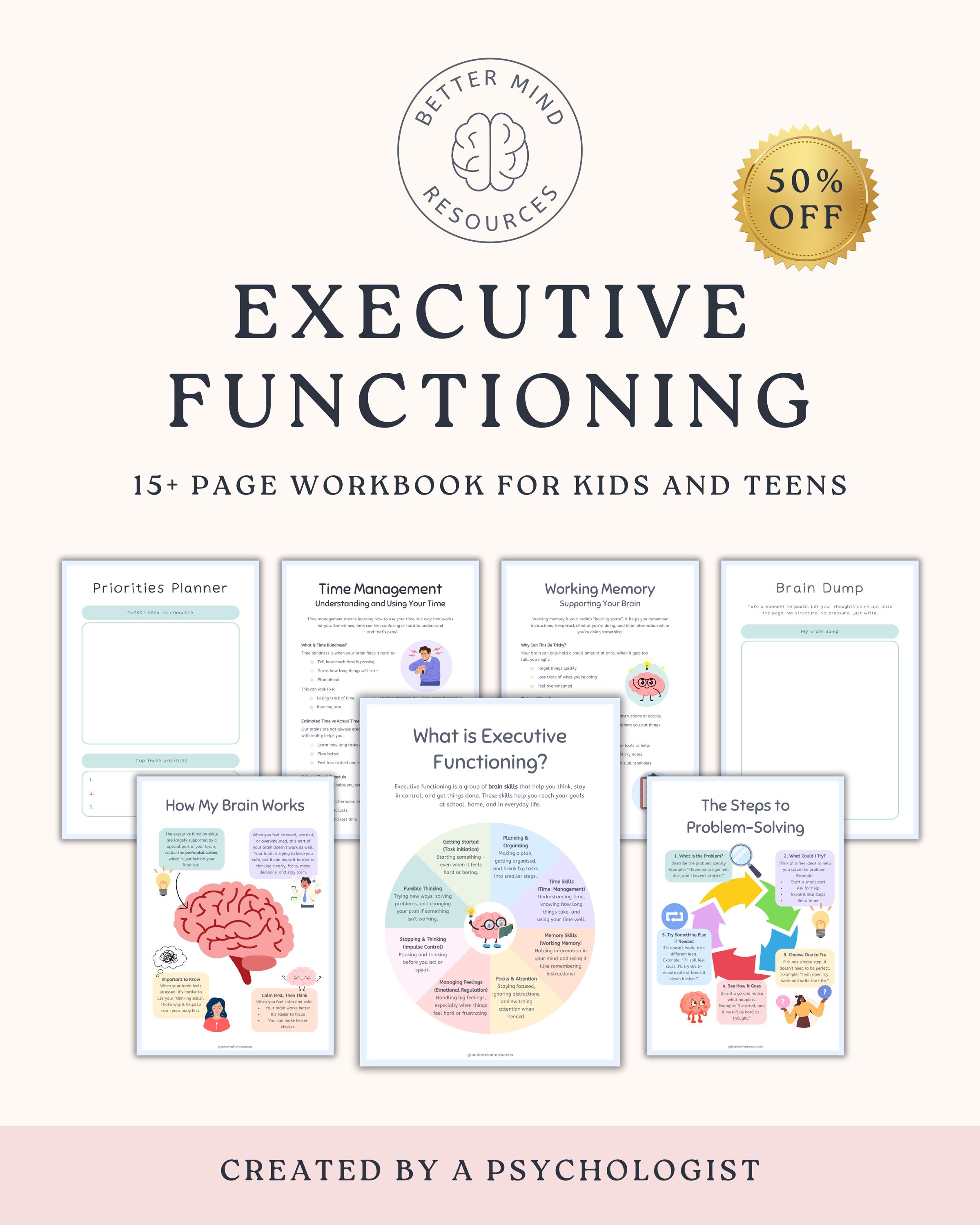 Executive Functioning Workbook for Kids | ADHD Support | Focus ...