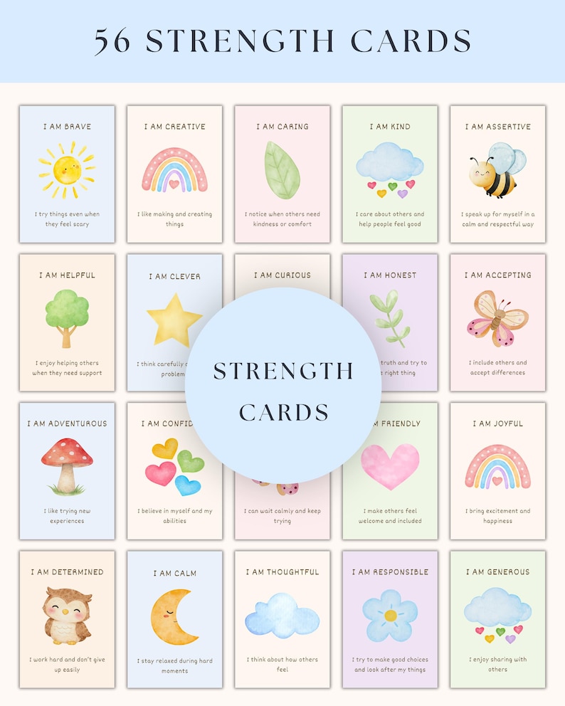 Strength Cards for Kids Teens Adults, Positive Affirmation Flashcards ...