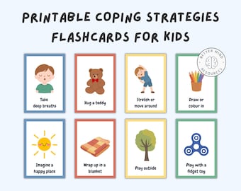 Tarjetas didácticas con estrategias de afrontamiento para niños / Herramientas para calmarse / Tarjetas de regulación emocional