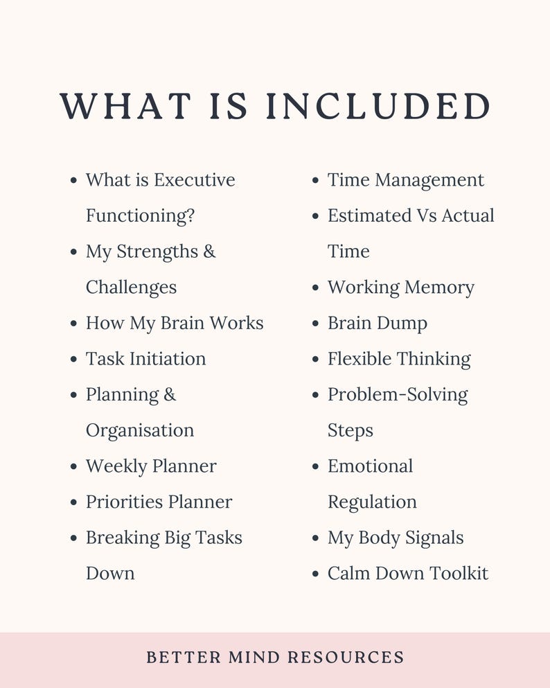 Executive Functioning Workbook for Kids | ADHD Support | Focus ...