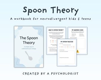Cuaderno de ejercicios de la Teoría de la Cuchara + Tarjetas didácticas / Regulación emocional para niños y adolescentes / Material imprimible de apoyo para el TDAH, el autismo y la ansiedad