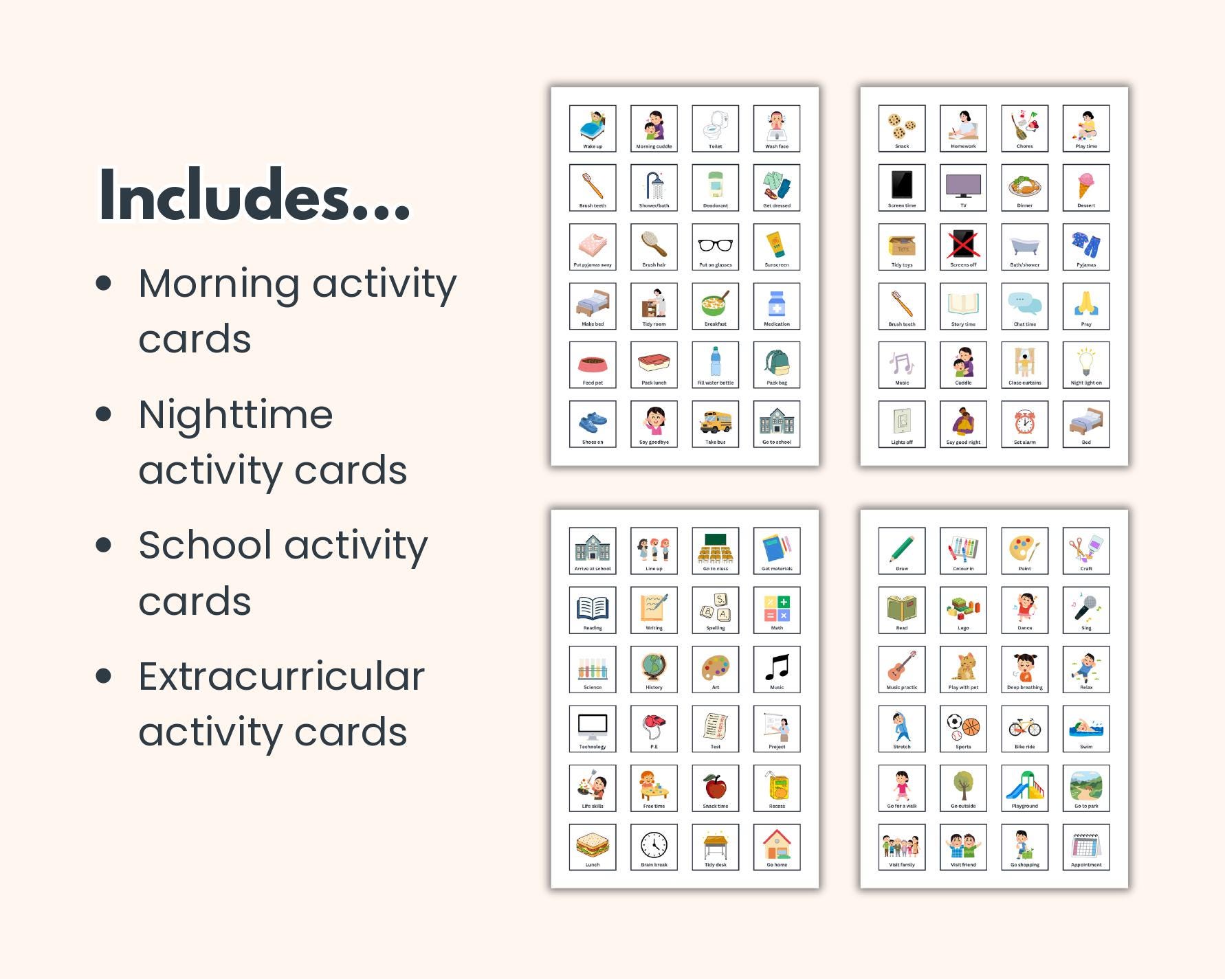 Visual Schedule for Kids | Daily Routine Chart + Activity Cards ...