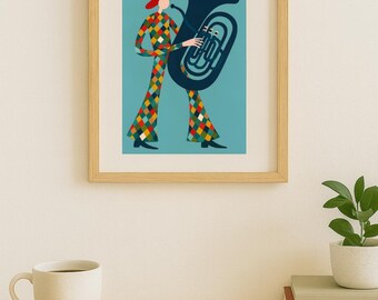 ヴィンテージ額入りエジプトパピルス絵画 - ミュージシャンのサイン