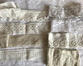 Antique Laces, Vintage Ayrshire Lace Trim Off White Cream Broderie Anglaise Laces, Sewing Supplies Period Costume French Haberdashery NOS