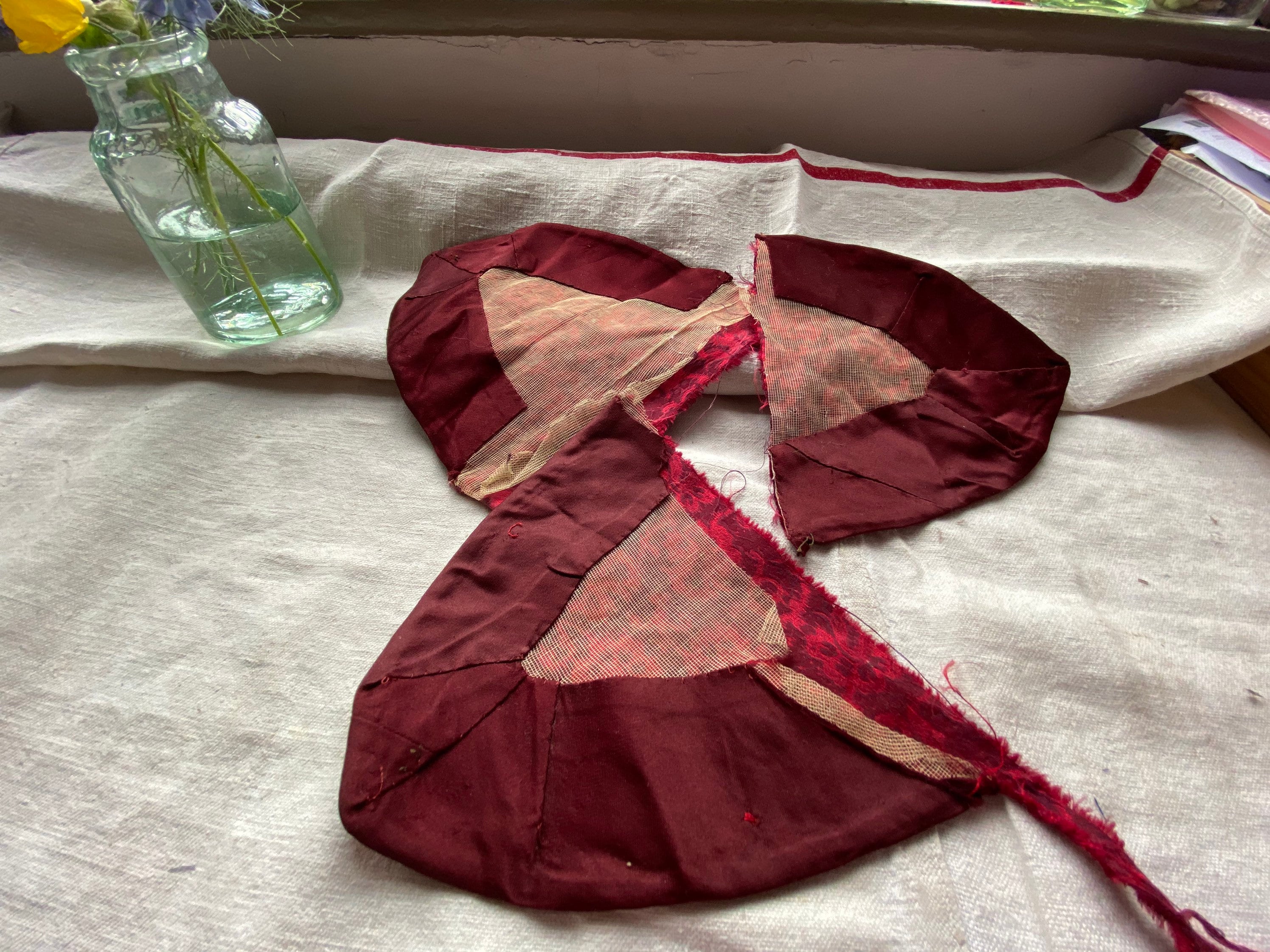 Antique Fabric Remnants Vintage Red Silk Jacquard. Etsy UK