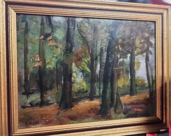 Vintage olieverfschilderij, Franse bosstudie. Brocante vinden, cadeau voor hem, Frans huisdecor. BrocanteArt- County Living