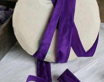 Vintage Purple Ribbon Tape French Taffeta Vintage Wedding Millinery Bouquets 300cm -Royal Roman Purple