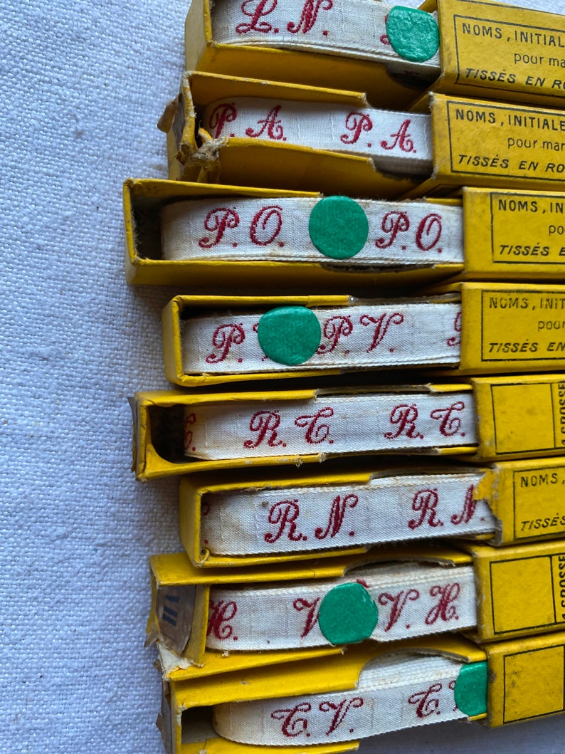 O R Monograms Tape NOS O S Furnishings 1 box O P NV or N D French Organisation Decor N E Red Letters O T Vintage Laundry Label