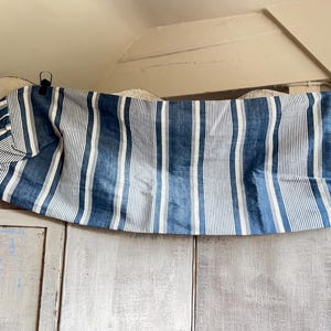 Antique Fabric Bolster Cushion Cover VTG Indigo Blue Ticking Stripes Textile, French Furnishing & Upholstery /Interiors