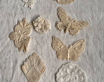 Vintage Appliqués Butterfly & Floral  designs, Sewing Supplies /8pc