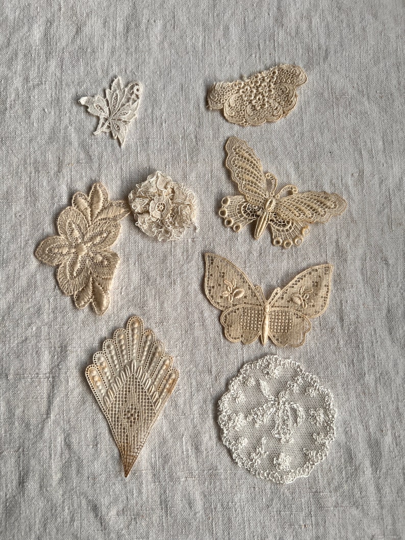 Vintage Appliqués Butterfly & Floral designs, Sewing Supplies /8pc image 1