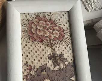 Vintage Fabric Framed, Antique French Textile/ Pink & Brown. Mother's Day Gift. Shabby Chic Home Decor / Decorative Antiques